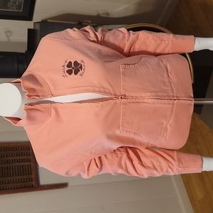 Distressed Lucky Brand Dungarees America Patchwork Zip-Up Sweater